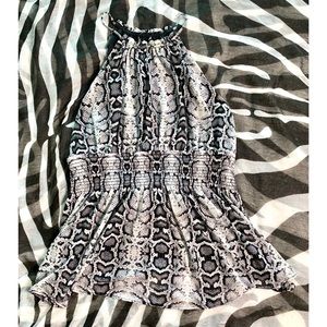 SNAKE PRINT HALTER PEMPLUM TOP